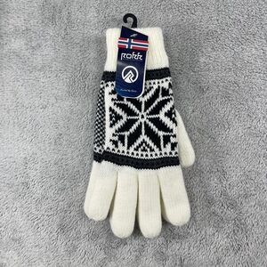 Rokk Gloves Unisex Adult White Black Snowflake Print Knitted Five Finger Warmers